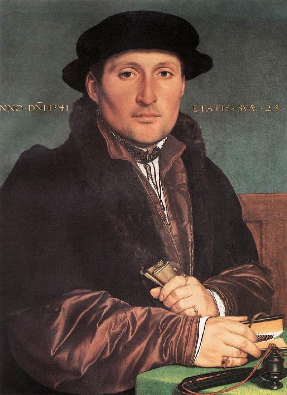 HOLBEIN, Hans the Younger Unknown Young Man at his Office Desk sf